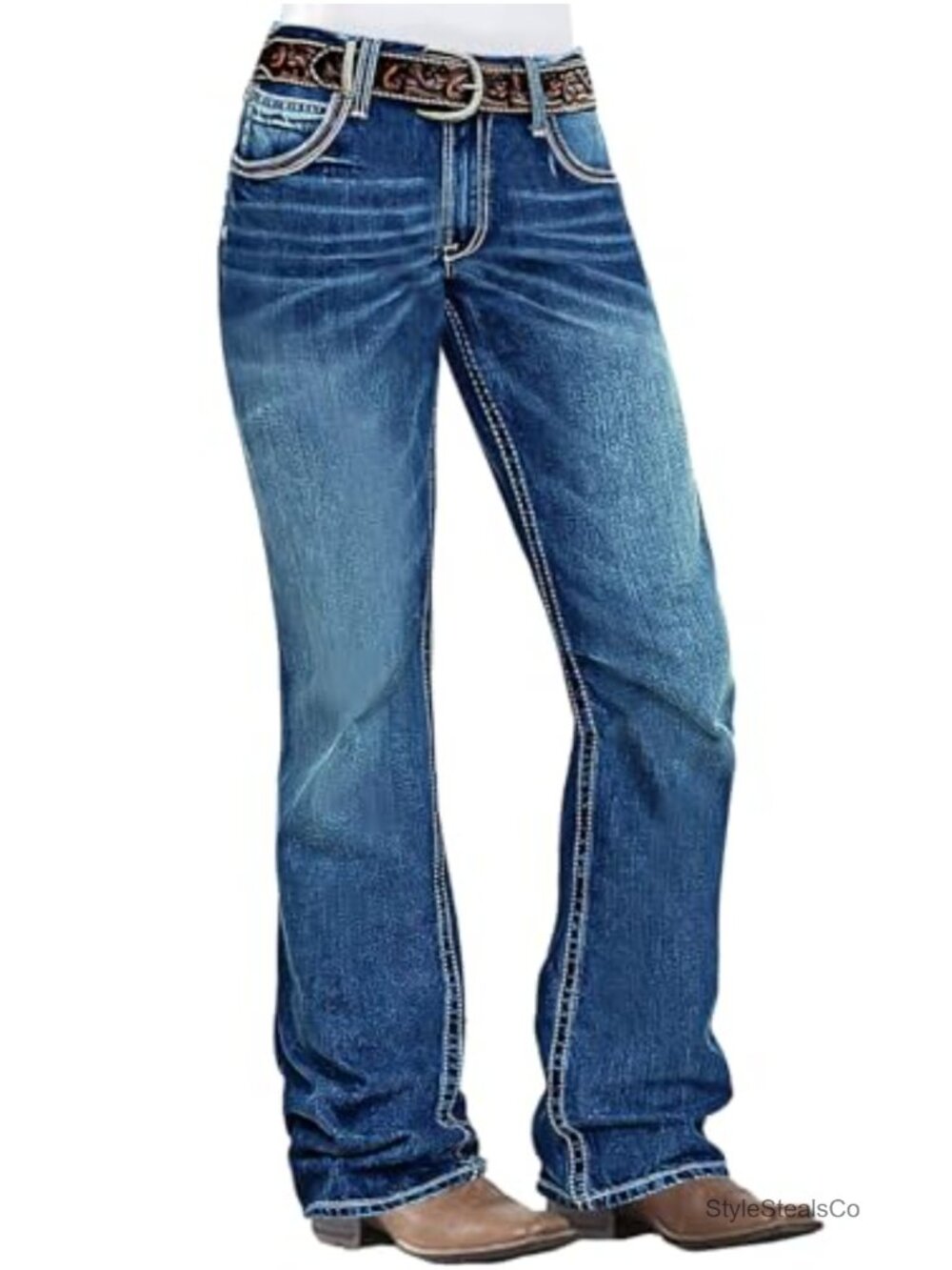 Women's Low Rise Boot Cut Jeans Butt Lifting Stretchy Western Pants